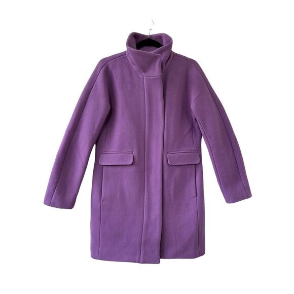 J.Crew Italian Stadium Cloth By Nello Gori Wool Blend Cocoon Coat Purple Size 2 - Picture 1 of 7